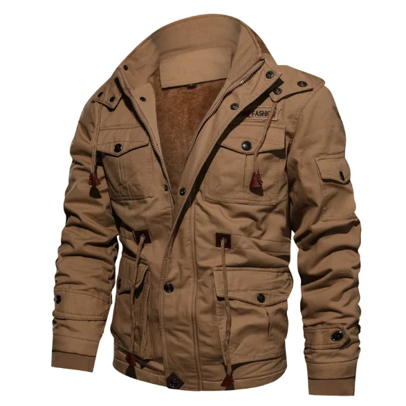 Parka d'hiver chaude et épaisse pour homme, vêtement d'extérieur, polaire, à capuche, multi-poches, tactique militaire, pardessus