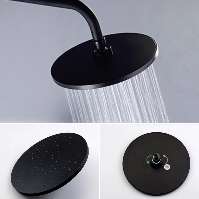 8/10/12 Inch Big Rain Shower Head ABS Plastic Square and Round Top Shower Head Over-head Shower Sprayer Gold Chrome and Black