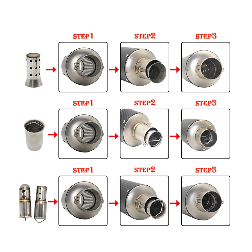 Sclmotos- 50.8mm 60mm Motorcycle Exhaust Metal Catalyst DB Killer Silencing Muffler Baffle for Yamaha for Suzuki Dit Bike Moped