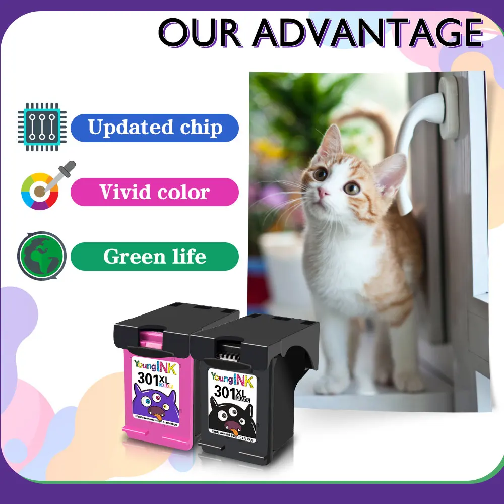 Printjoy Ink Cartridge Replacement For HP 301 HP301 XL Ink Cartridges Deskjet 4500 4501 4502 4503 4504 4505 4507 4508 Printer