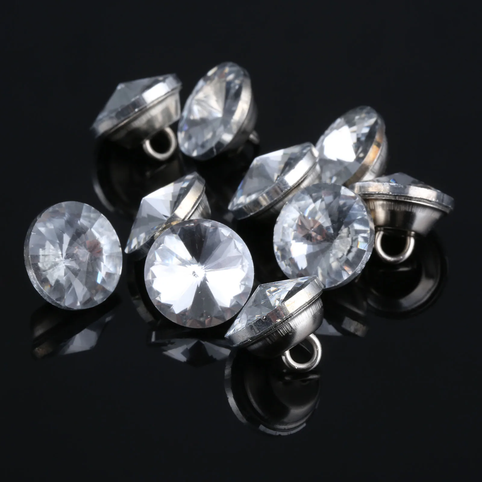 10Pcs 14mm Diamond Crystal Buttons Upholstery Nails Decorative Button Studs Clothing Sofa Craft Sewing Accessory Furniture Parts