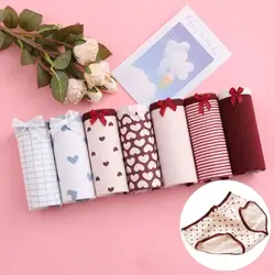 7PCS/Set Women's Underwear Cute Girls Printed Cotton Panties For Female Girl Briefs Sexy Lingerie Fashion Soft Pantys Underpants