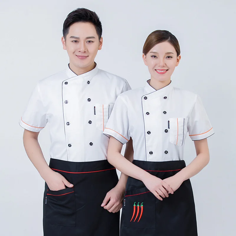 Short Sleeve Chef Jacket Cooking Chef Uniform Bakery Clothes Breathable Kitchen Work Wear Food Service Work Clothes