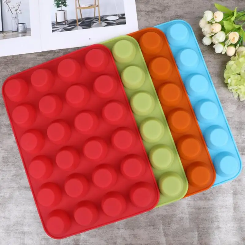 Home DIY Mini Muffin Cup 24 Cavity Silicone Cake Molds Soap Cookies Cupcake Bakeware Tray Mould LX8711