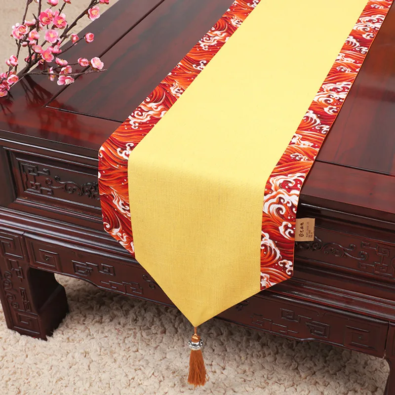 

Handmade Cotton Linen Tablecloth, Chinese Style, Koi Fish Table Runner, Rectangle Dining Tea Table Cloth Pads,