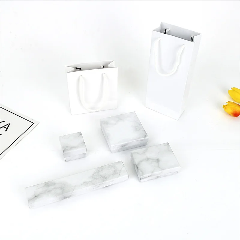 12Pcs Multi Size Retro Marble Pattern Jewelry Packaging Cover Box Square High Quality Necklace Bracelet Jewellry Ring Gift Boxes