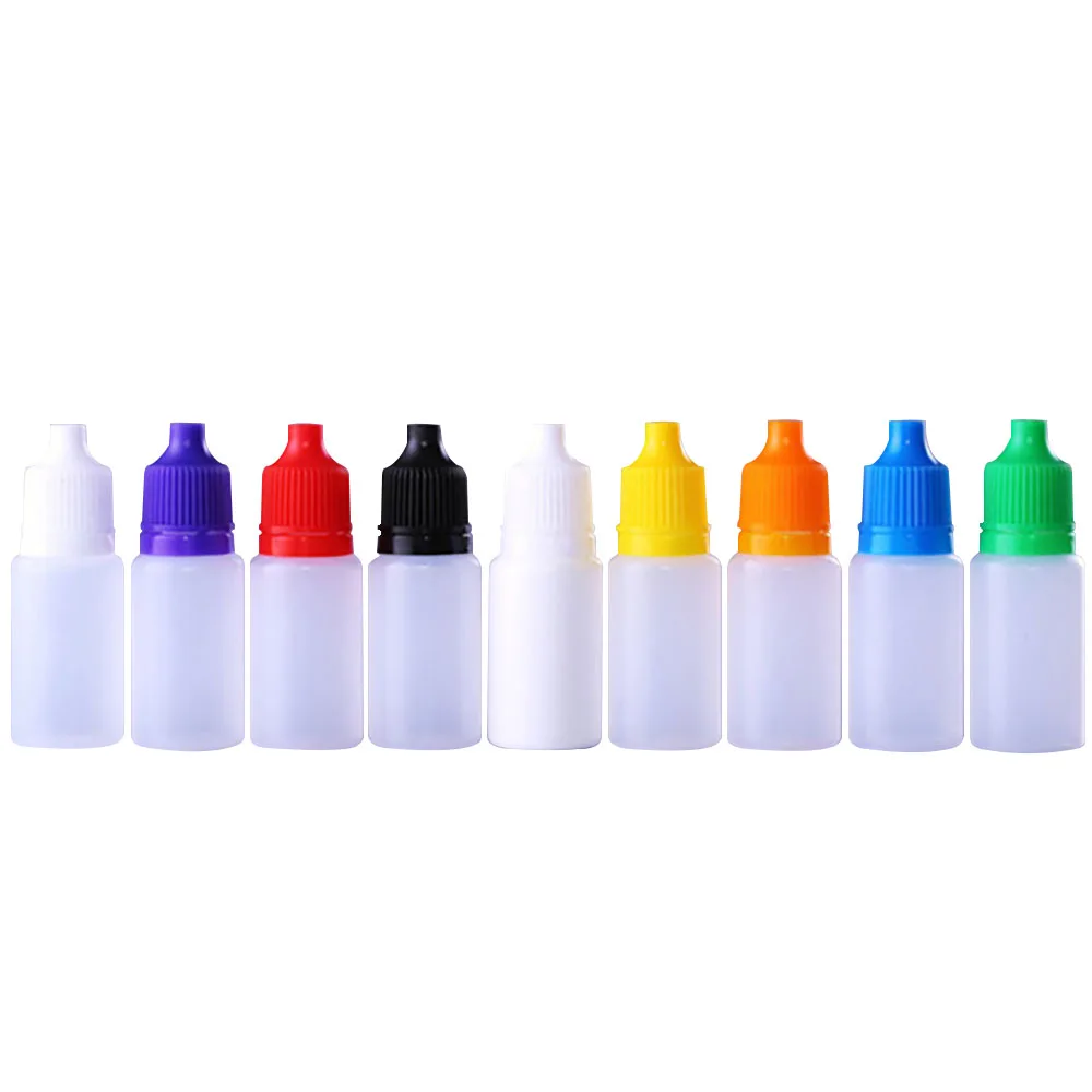 10Pcs/Lot Eyes Drop Refillable Bottle Empty Plastic Squeezable Dropper Bottles Eye Liquid Dropper Sample Colorful Cap 5/10ml