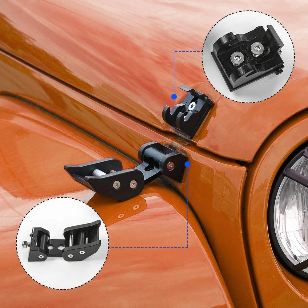 Black Stainless Steel Engine Hood Latches Hood Lock Catch Set For Jeep Wrangler JK 2007-2018 2 Door & 4 Door Hood Lock Catch