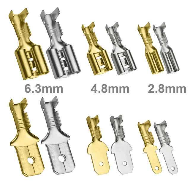 100 sztuk 2.8mm 4.8mm 6.3mm wtyczka wiosna kobieta mężczyzna Spade zimny zaciski złącze głośnik samochodowy złącza przewodów elektrycznych zestaw