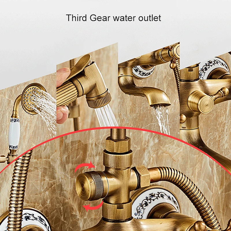 Ellen Bath Shower Set with Sliding Bar Wall Mounted Bath Tub Shower Faucets Dual Handle Hot Cold Water Mixer ELM8306L