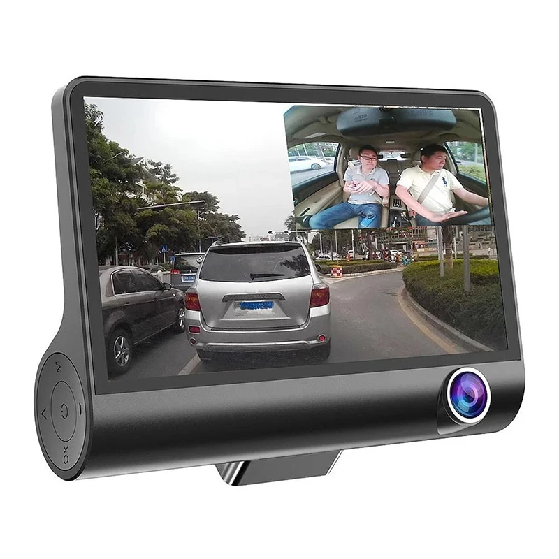 Taida 1080P Full HD 4 Inch Screen Car DVR 3 Lens Dash Camera Parking Record Rearview Vehicle Video DVR Night Vision Dash Cam