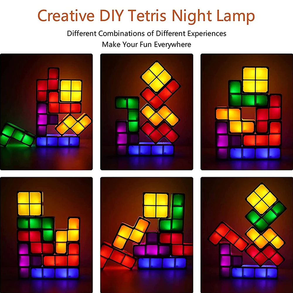 Luce notturna a LED fai da te 7 cubo di colore Puzzle luce 3D luce notturna per bambini giocattolo per bambini regalo sala giochi atmosfera luce decorativa