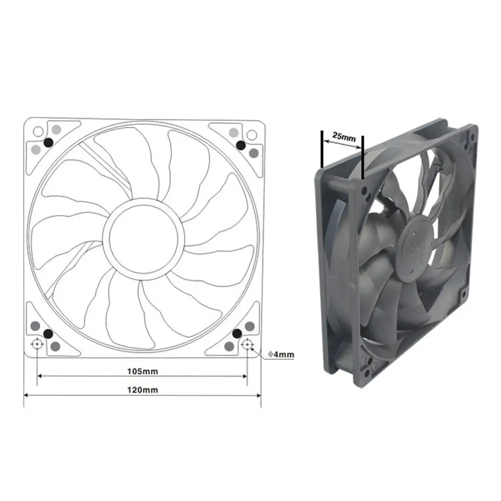 120mm Computer Case Fan Ultra Silent Quiet Cooling Fan PC Cooler Fan DC 12V Quiet Cooler Radiator for Computer PC Case