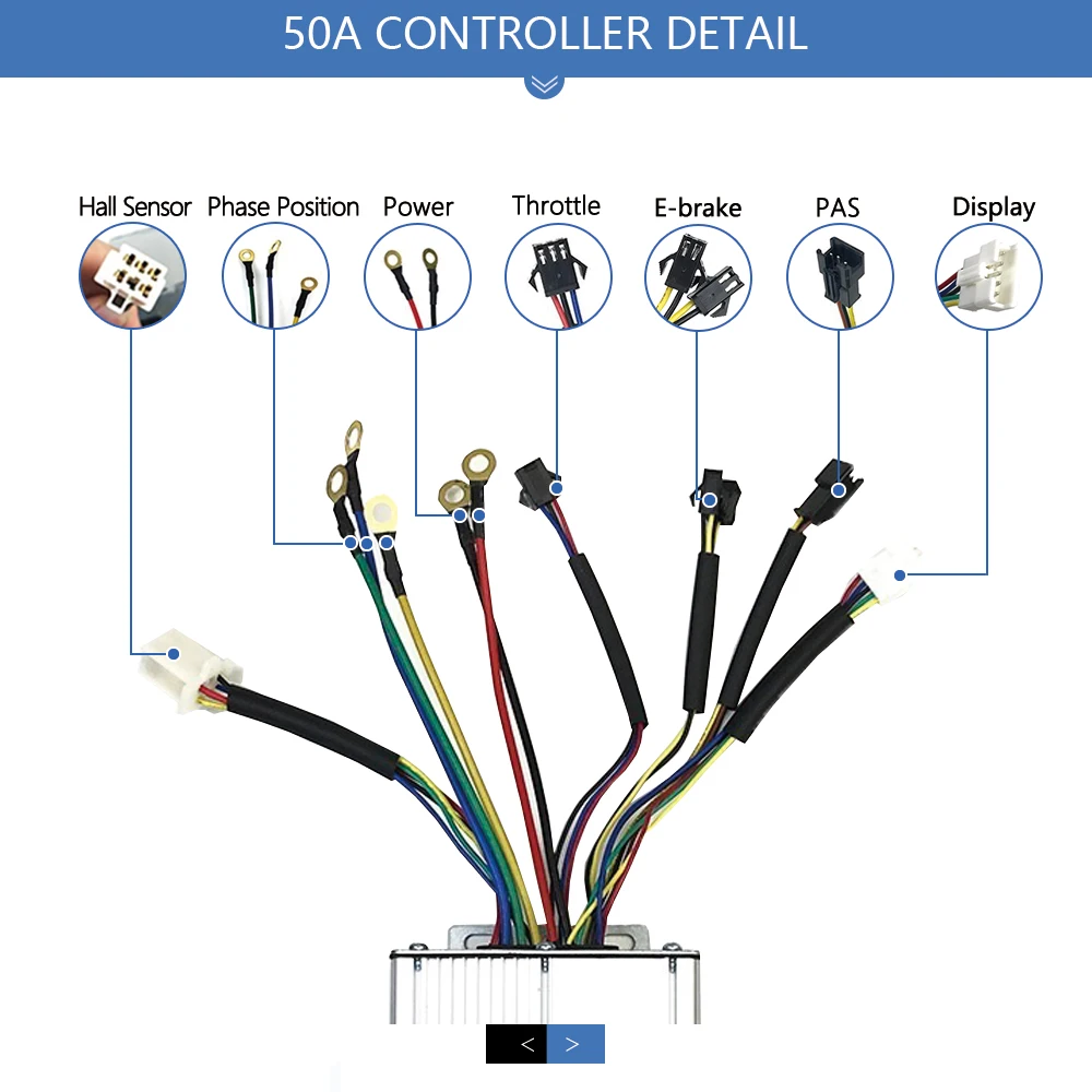 KUNTENG 50A Controller 3000W Ebike Squarewave/Sinewave KT Controller For Electric Bicycle Scooter E-bike Controller Accessies