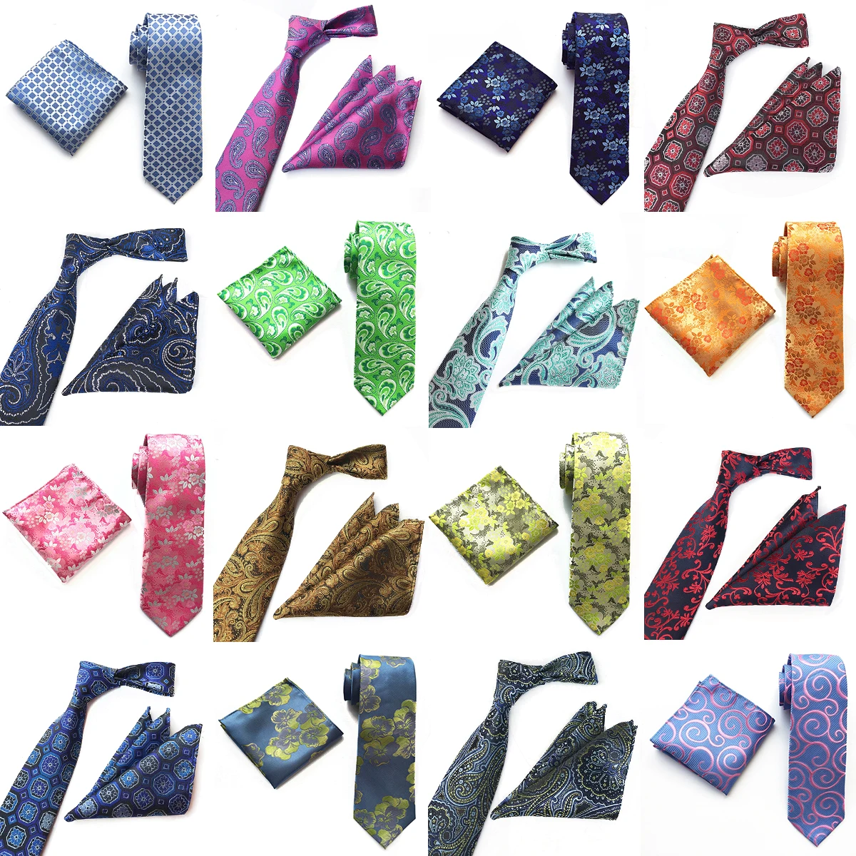 

GUSLESON Mens Fashion Printing Tie Pocket Square Set 8cm Silk tie Business Gravata Men Ties Business Party Wedding Accessories
