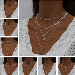 Collana multistrato bohémien Tenande per donna collana con ciondolo a forma di stella con ritratto Vintage collana con Collier geometrico