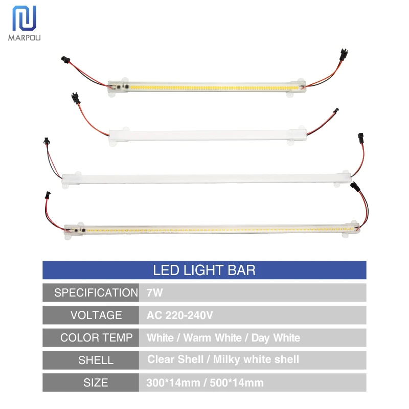 LED Kitchen Light LED Bar Light 7W 30cm 50cm Clear Shell Milky White Shell White Warm White Day White 220V For Kitchen Lighting