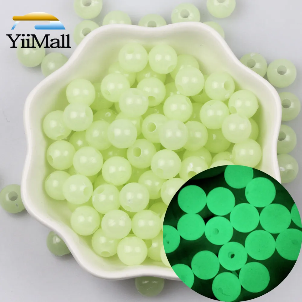 4-12mm Glow in the dark Acrylic Round Beads Round Flat Loose Luminous Beads For Jewelry Making Diy Bracelet Necklace