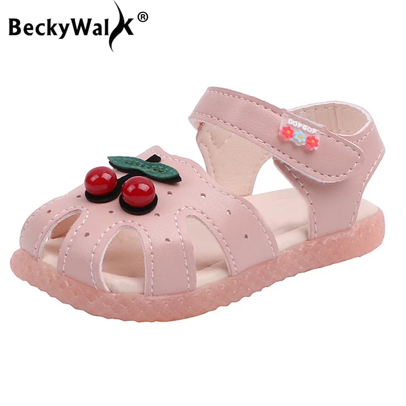 

Summer Baby Girls Sandals Cute Cherry Closed Toe Toddler Infant Kids Shoes Princess Walkers Little Girls Shoes Sandals CSH931