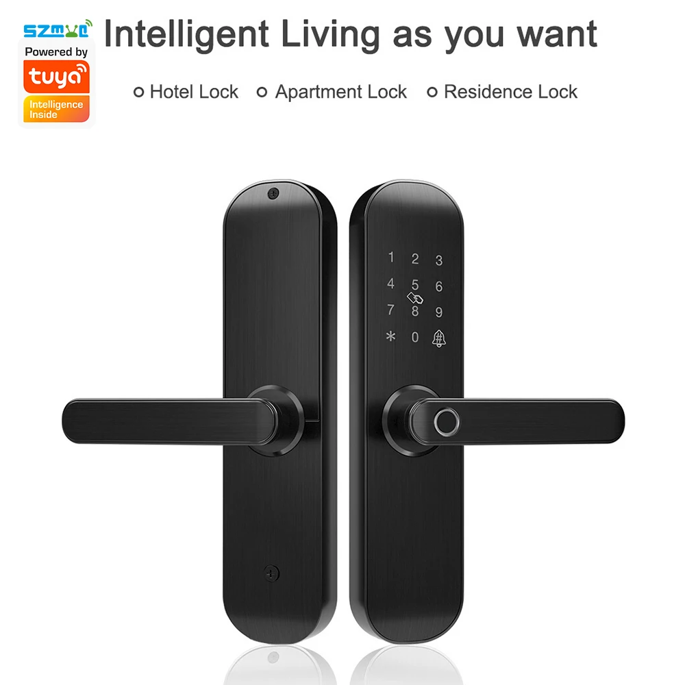 Tuya Smart Fingerprint Door Lock WiFi Smart Life App Control Touch Keypad Pin Code IC Card Open Emergency Key