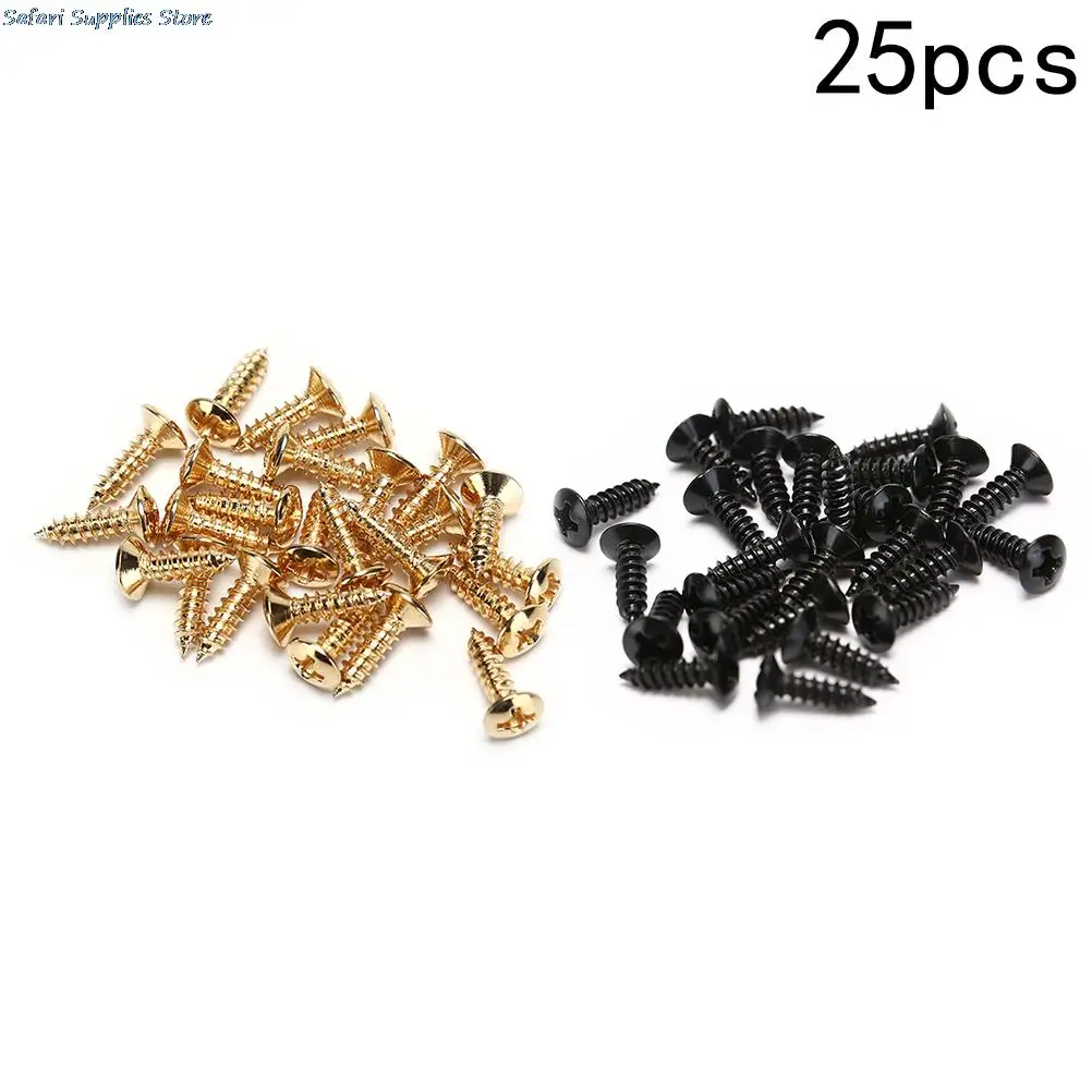 25PCS 3x12mm Electric Guitar Screws For Pickguard Back Plate Mount DIY Luthier Tool Gold Silver Balck Color