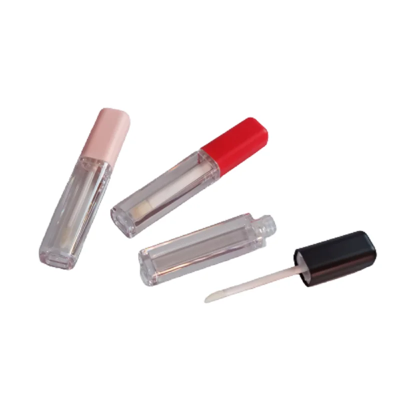 50/100Pcs New Arrival Clear Square Lip Gloss Packaging Container 6ml Empty Plastic Lip Gloos Tube With Wand Refillable Bottles