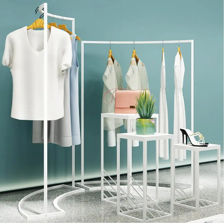 Clothing store shelves women's clothing store simple high and low shelf window shoe bag floor stand