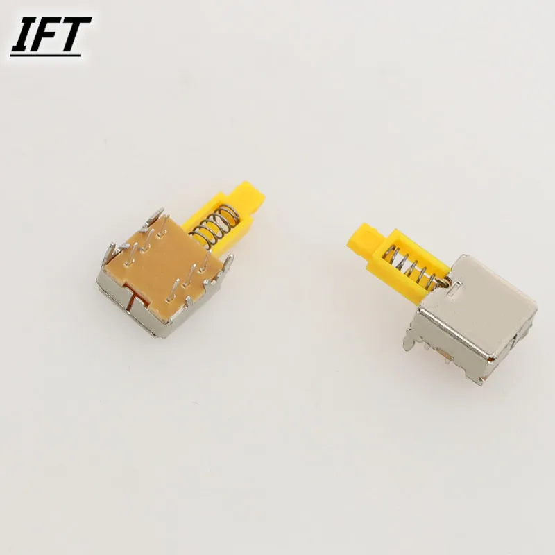 10Pcs Free shopping A06 6pin TV Power Switch With Spring Self-locking Yellow DC 12V 50MA Unidirection Push-button Switch