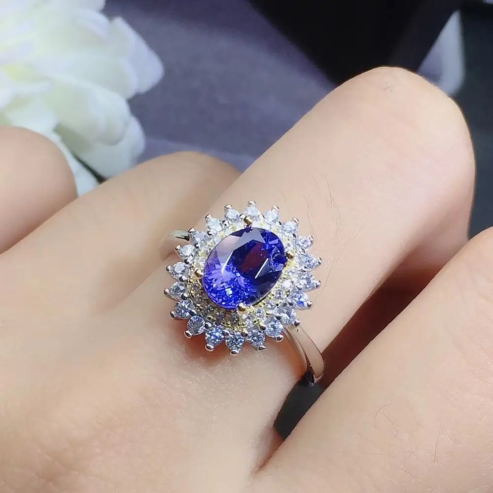 KJJEAXCMY fine jewelry natural Tanzanite 925 sterling silver new women ring support test elegant