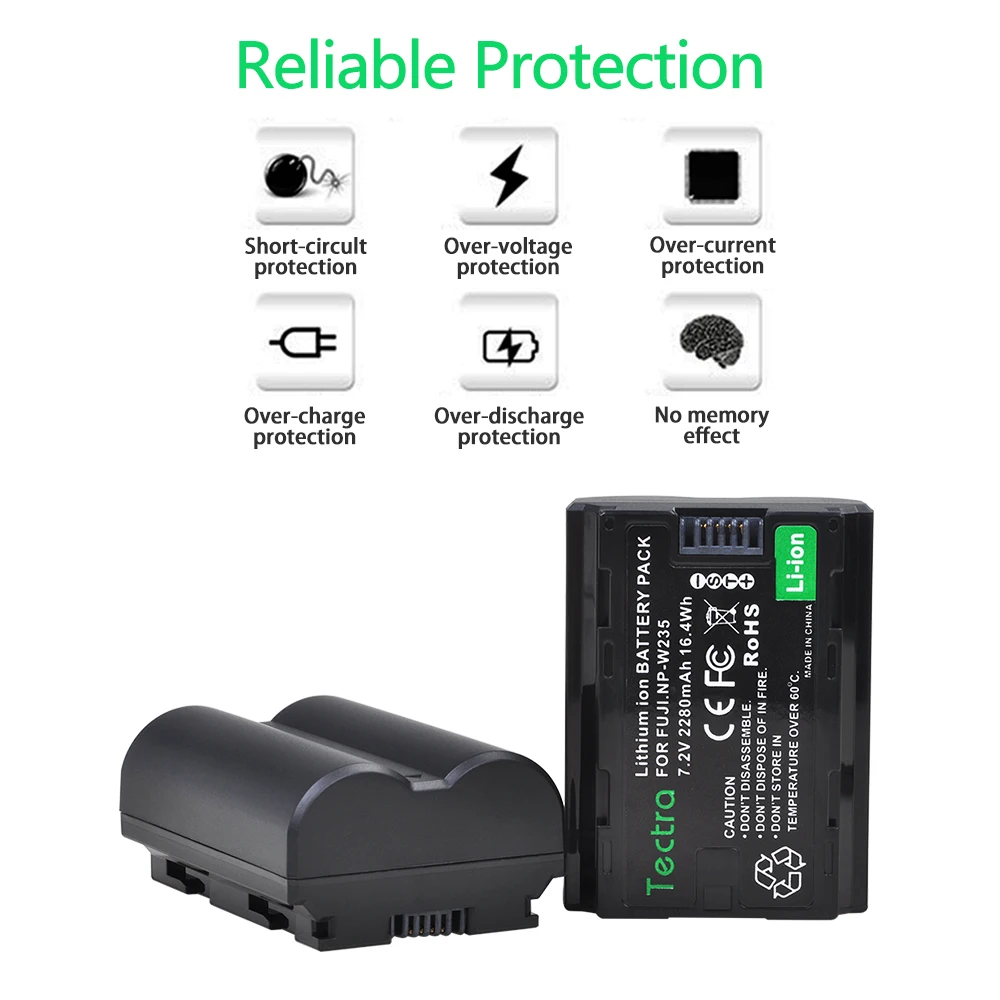 NP-W235 Li-ion Rechargeable Battery+Dual Charger for Fujifilm X-T5,X-T4,VG-XT4,X-S20,GFX50S II,GFX100S,X-H2,X-H2S Camera