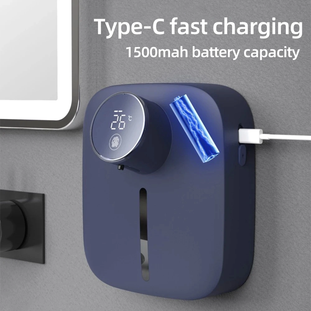 Dispensador automático do sabão líquido da espuma de touchless recarregável com sensor infravermelho fixado na parede de digitas da temperatura