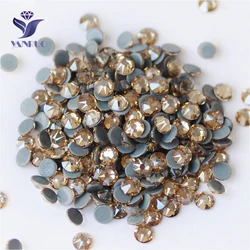 YANRUO 2088HF All Sizes Golden Shadow Hot Fix Rhinestones Glass Strass Hotfix Crystal Flatback Gold Stones For Dresses