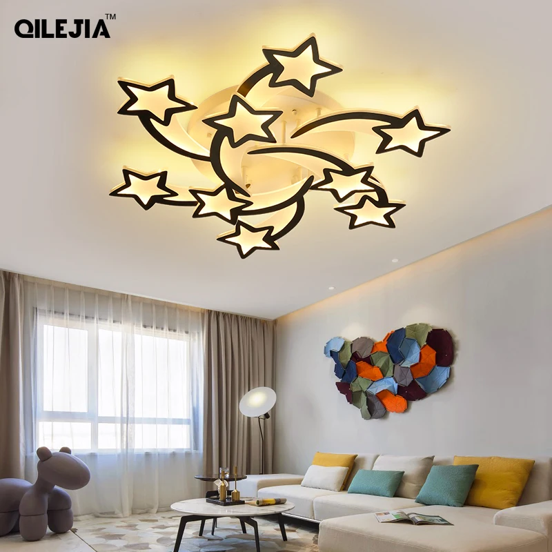 QILEJIA Modern Acrylic Star Chandelier LED Lights For Living Study Dining Room Bedroom Home Deco Lighting Fixture Dimmable Lamps