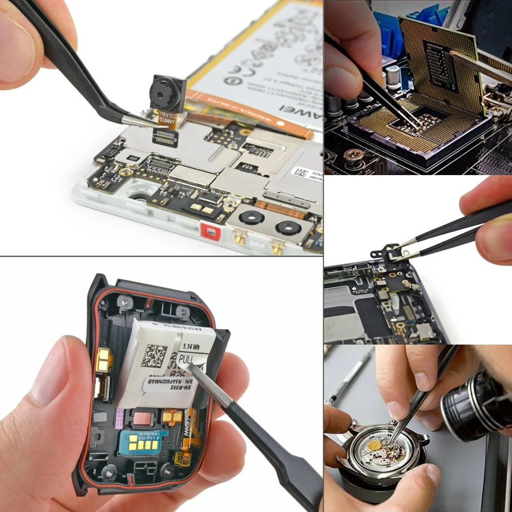 Imagem -05 - Pinças de Anti-estático Esd Pinça Ferramentas Precisão Industrial Curvo Pinças Retas Set Aço Inoxidável Pcs