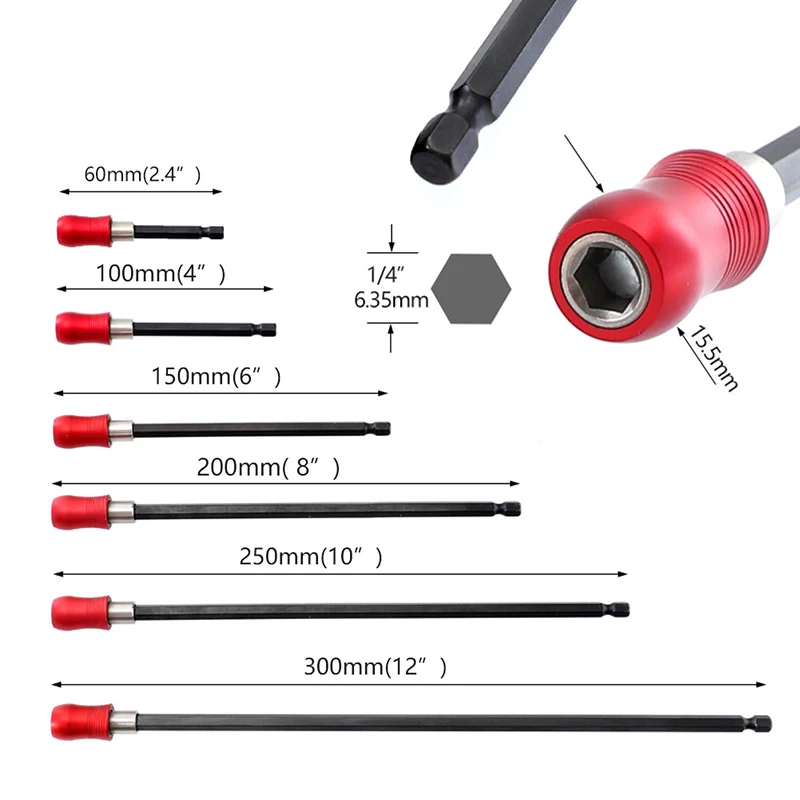 60-300 มม.แม่เหล็กผู้ถือไขควงไขควง Bits 1/4 ''HEX Shank สำหรับสกรู Bit EXTENSION