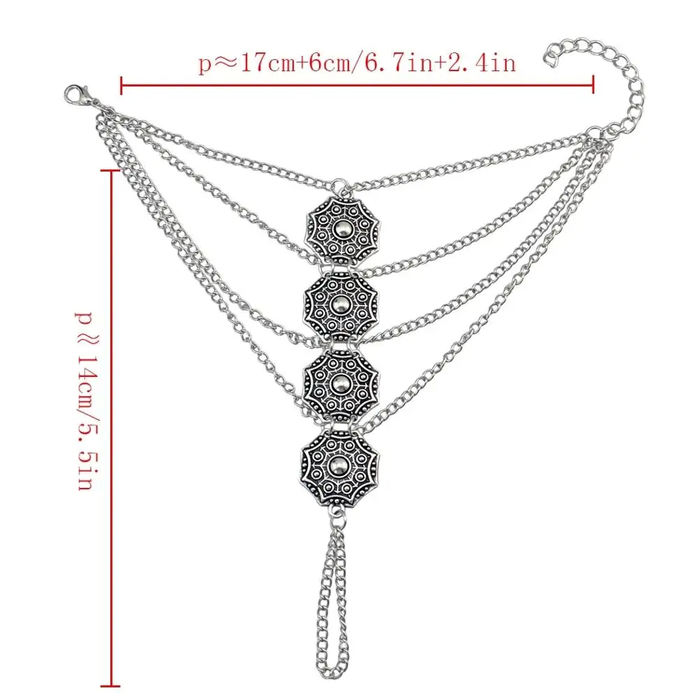 بوهو العرقية خمر الفضة القيل والقال نمط منحوتة زهرة قلادة سوار الغجر القبلية أساور سحرية اليد مجوهرات فام الهندي