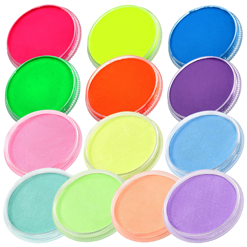 OPHIR Neon Face Painting for Kids Fluorescent Makeup Drawing for Halloween Body Paint 30g/Set 13 Colors for Choose RT011