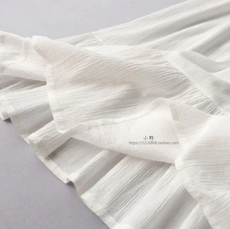 Women Bottoming Skirts Wrinkled Texture Thin Pure Cotton Hanfu Petticoat Underskirt Large Hem Long Ruffles White Half Slip Dress