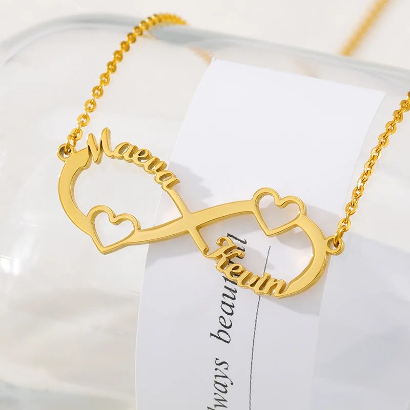 Customized 1-4 Any Name Infinity Necklace For Women Girl Love Heart with Name Necklace Personalized Stainless Steel Jewelry Gift