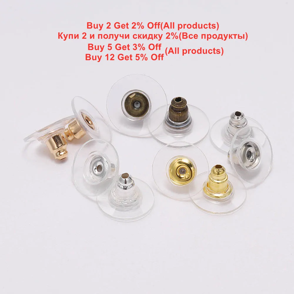 100Pcs/Lot Rubber Earring Backs  Post Nuts Silicon  Steel Earnuts Stud Earring Back for DIY Jewelry Making Findings Accessories - Image 2