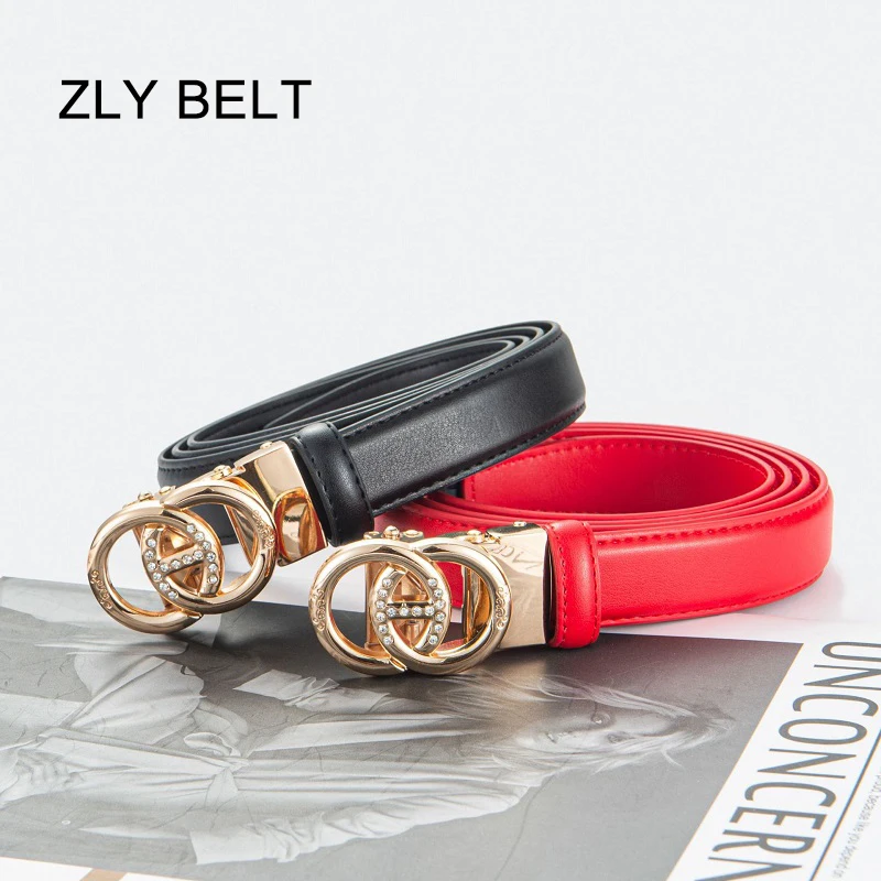 ZLY 2021 New Fashion Belt Women Men Unisex Cowskin Quality Alloy Metal Diamond Decoration Circle Buckle Luxury Waistband Belt