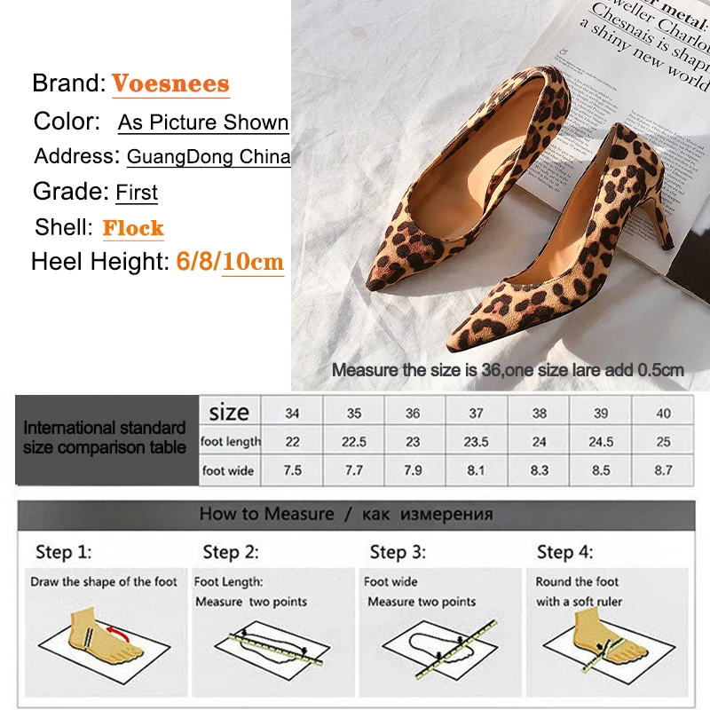 Voesnees 2021 New Pointed Toe Women Shoes Spring Autumn   Fashion Leopard Print Pumps Stiletto Shallow Mouth Nightclub High Heel