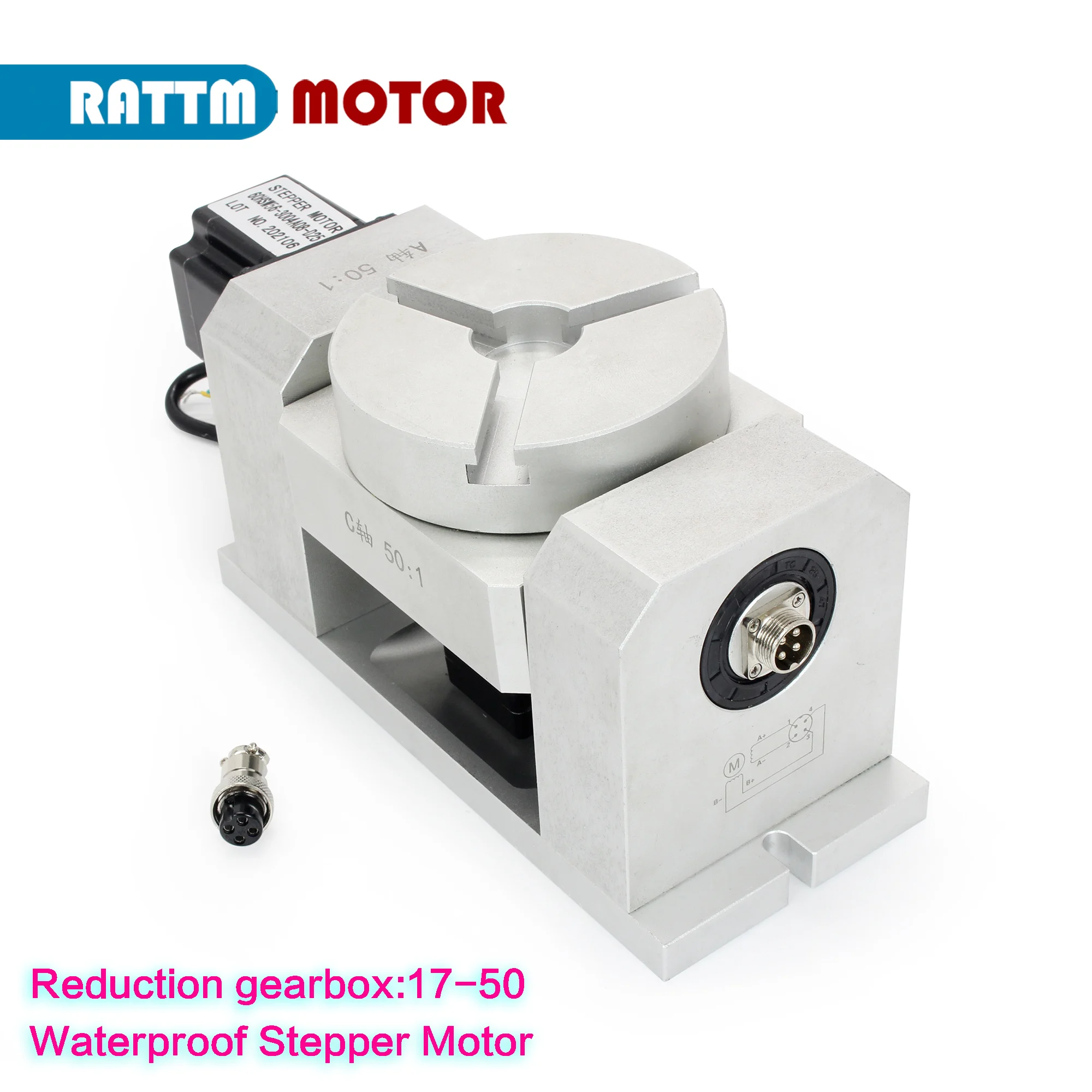 【New Updated】CNC 4th Fourth 5th Fifth A B Rotary axis Harmonic drive reducer dividing head Speed ratio 50:1 + Stepper Motor