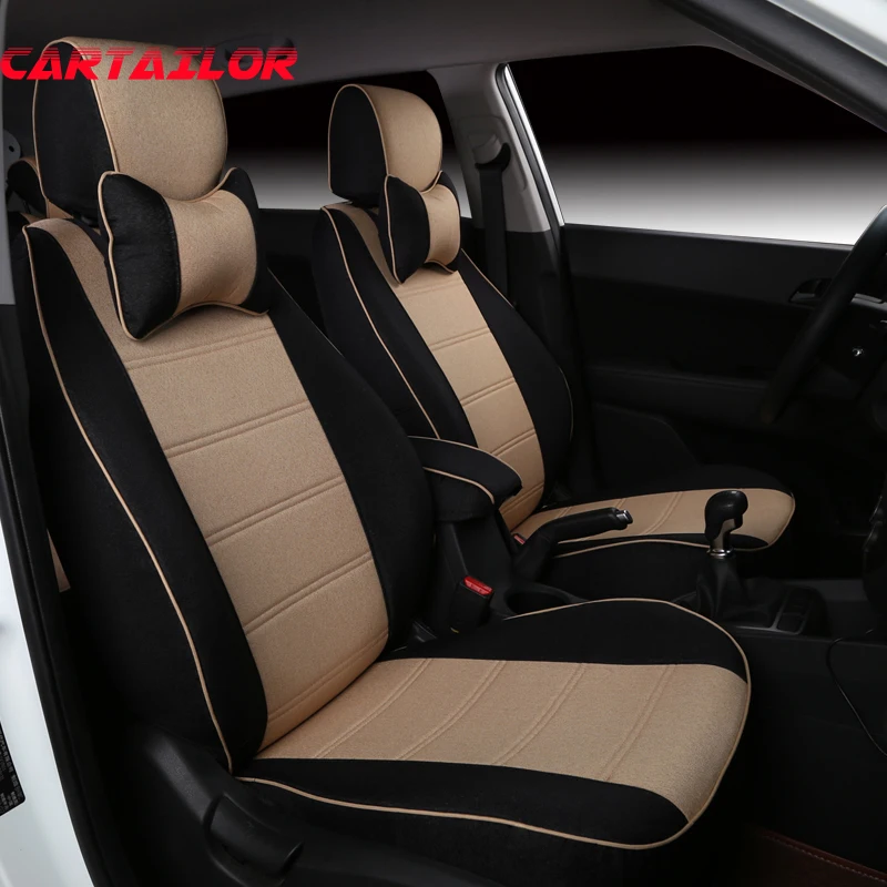 

CARTAILOR Linen Seat Covers for Volkswagen VW UP Car Seat Cushions Cusotm Fit Seat Cover Set Black Cover Seats Protection Airbag