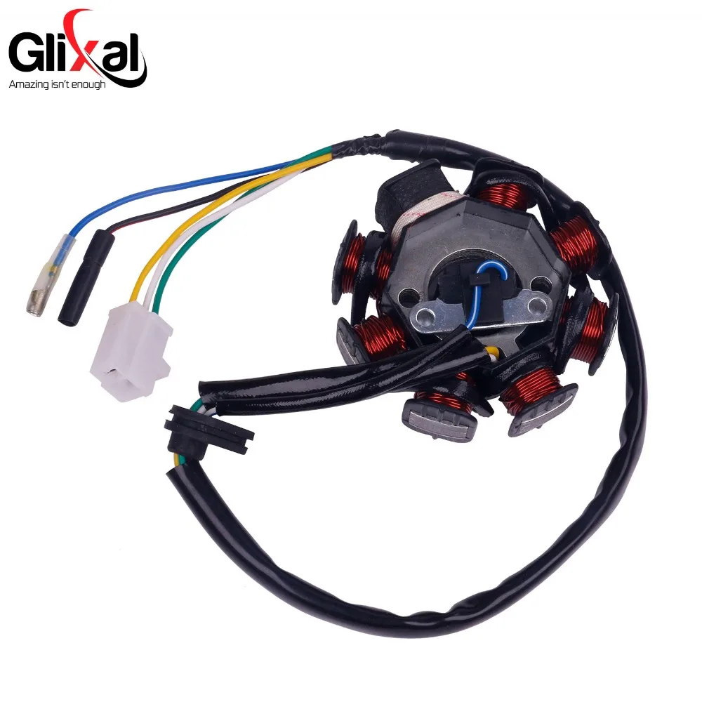 Glixal GY6 8-coil Magneto Alternator Stator for 139QMB 139QMA Chinese Scooter Moped ATV Engine (AC Fired)