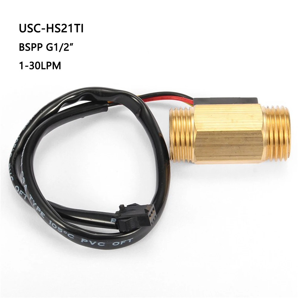 US211M Lite مقياس التدفق الرقمي مستشعر التدفق النحاسي USC-HS21TI 1-30L/دقيقة مستشعر تدفق المياه مدعوم ببطارية AAA المحمولة Isentr
