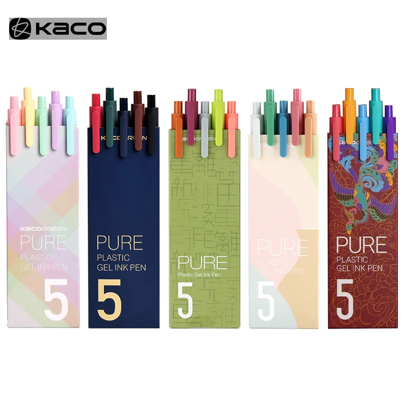 KACO Sign Pen Gel Pen 0.5mm Refill Smooth Ink Writing Durable Signing Pen 5 Colors Vintage Color Macarons Pens Gift Set