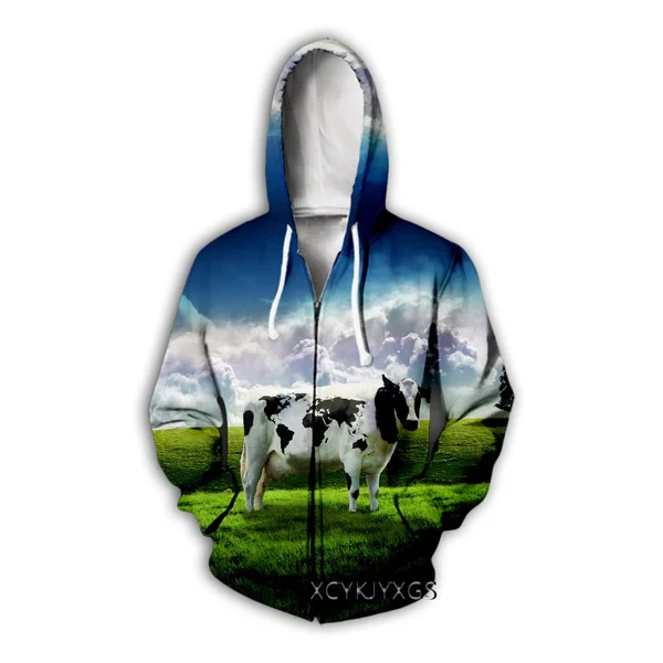 

Funny Cow 3D Print Causal Clothing New Fashion Men Women Zipper Hoodies Plus size S-7XL harajuku man hoodies