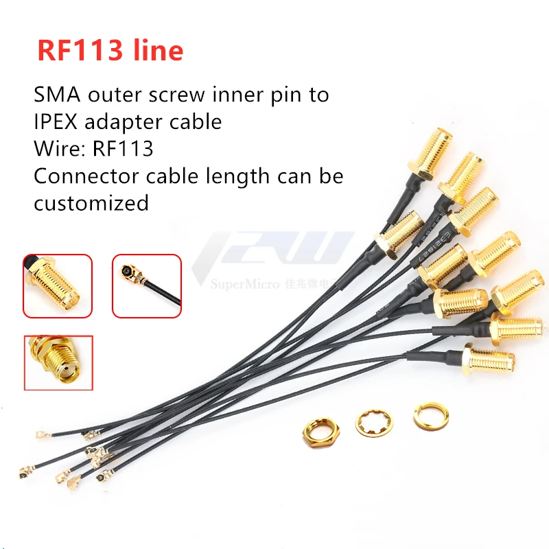 5PCS SMA Connector Cable, IPEX to SMA-K Female to uFL/u.FL/IPX/IPEX UFL to SMA Female RG1.13 Antenna RF Cable Assembly RP-SMA-K