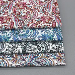 Retro Ethnic Style Paisley Thin Pure Cotton Poplin Printed Fabric Muslin Quilting Clothes Patchwork Per Meters